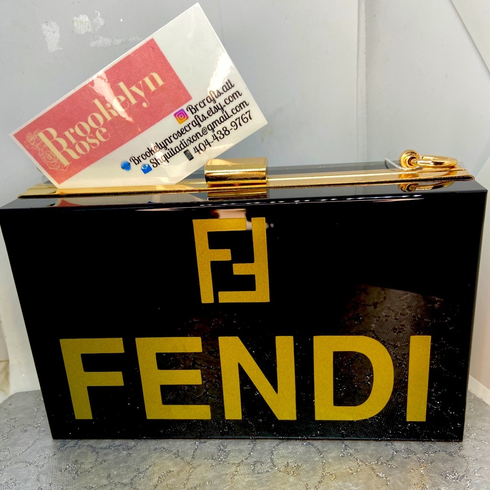Black clutch purse with chain